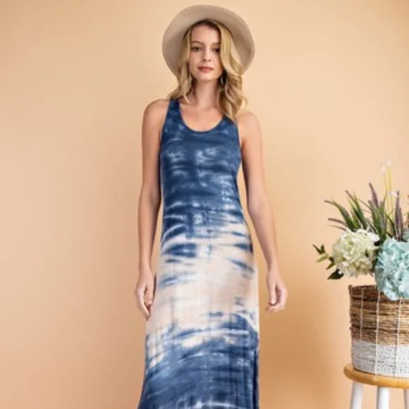 blue and white jersey dress Naomi Short Jersey Dress-Blue, Abstract Swirl main image 1